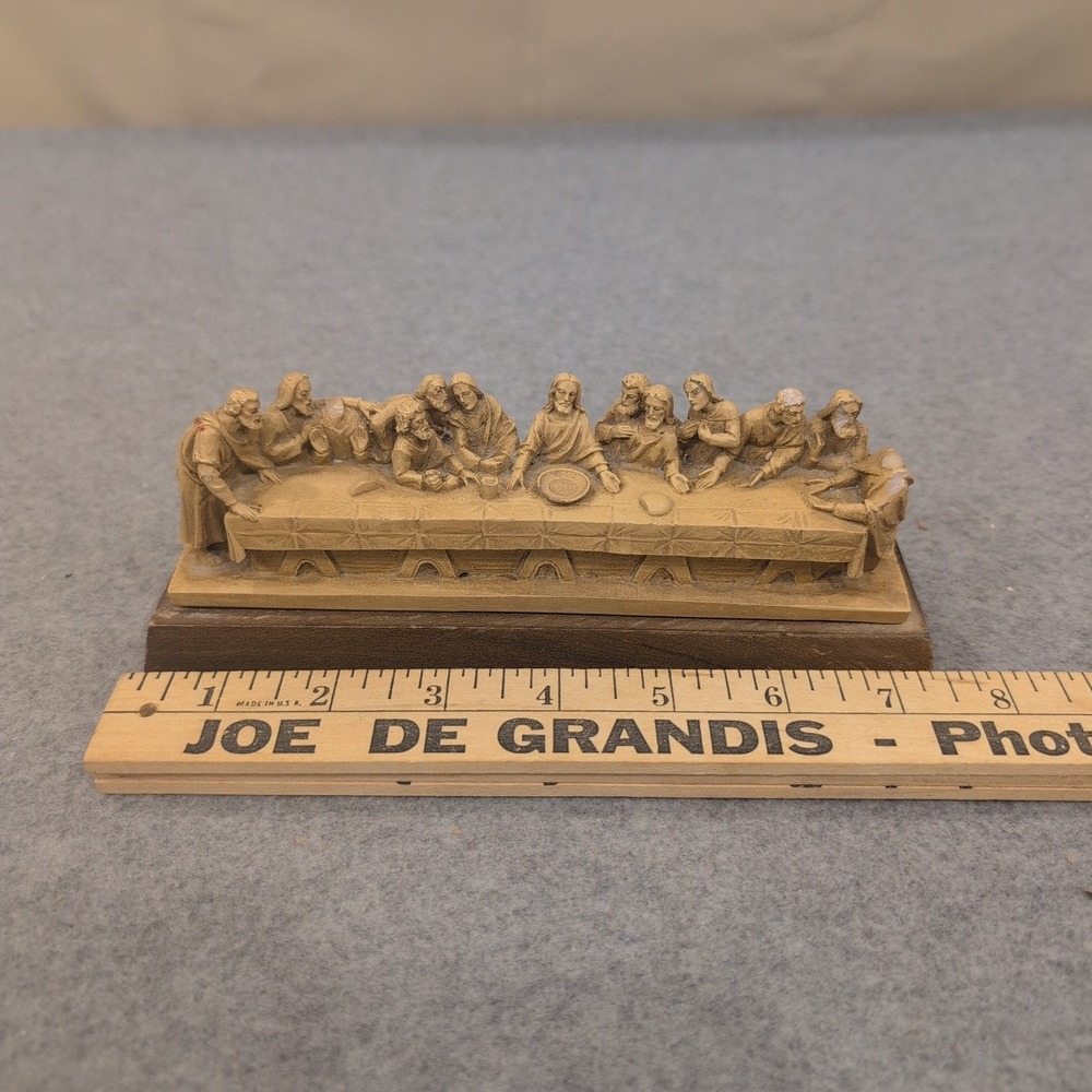 Vintage 1967 Germany Last Supper Miniature Figurine Wood Base Religious Diorama - Picture 4 of 6